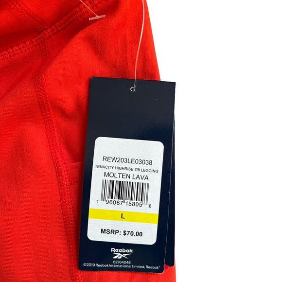 Reebok 7/8 red high rise leggings New With Tags Size L - Picture 6 of 10